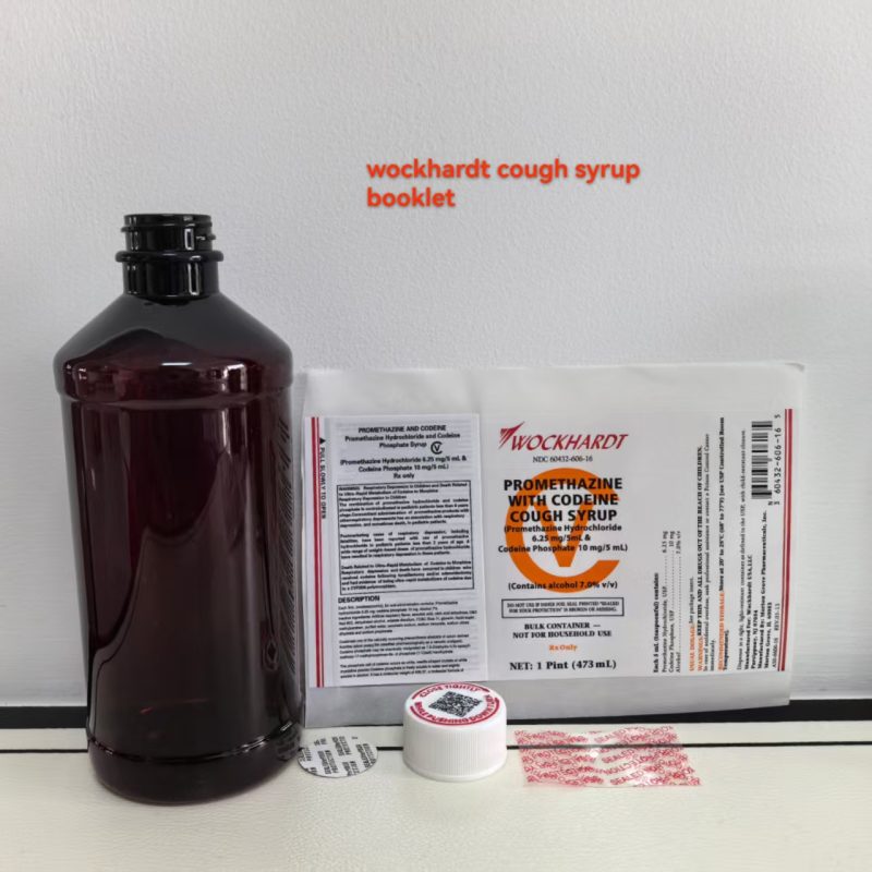 Wockhardt Lean 16 Oz Prop Pint Amber Bottle With Wockhardt Label Red Scannable QR Code Cap and Seal