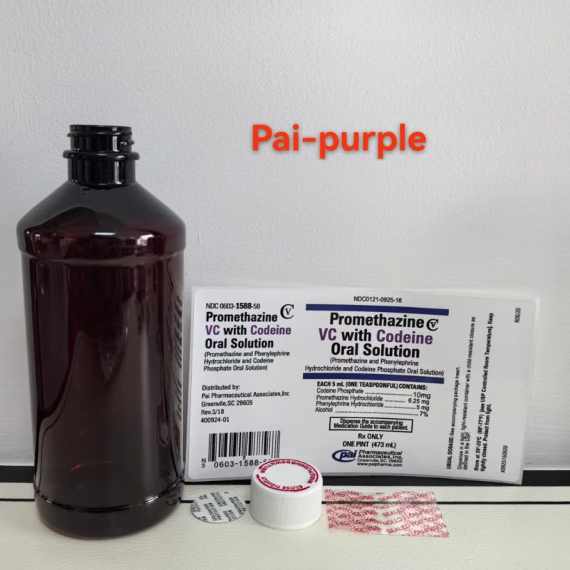 Empty 16oz 500ml 473ml Empty Amber Pai Purple Bottle Cough Syrup Medicine Plastic Bottles with CRC Cap